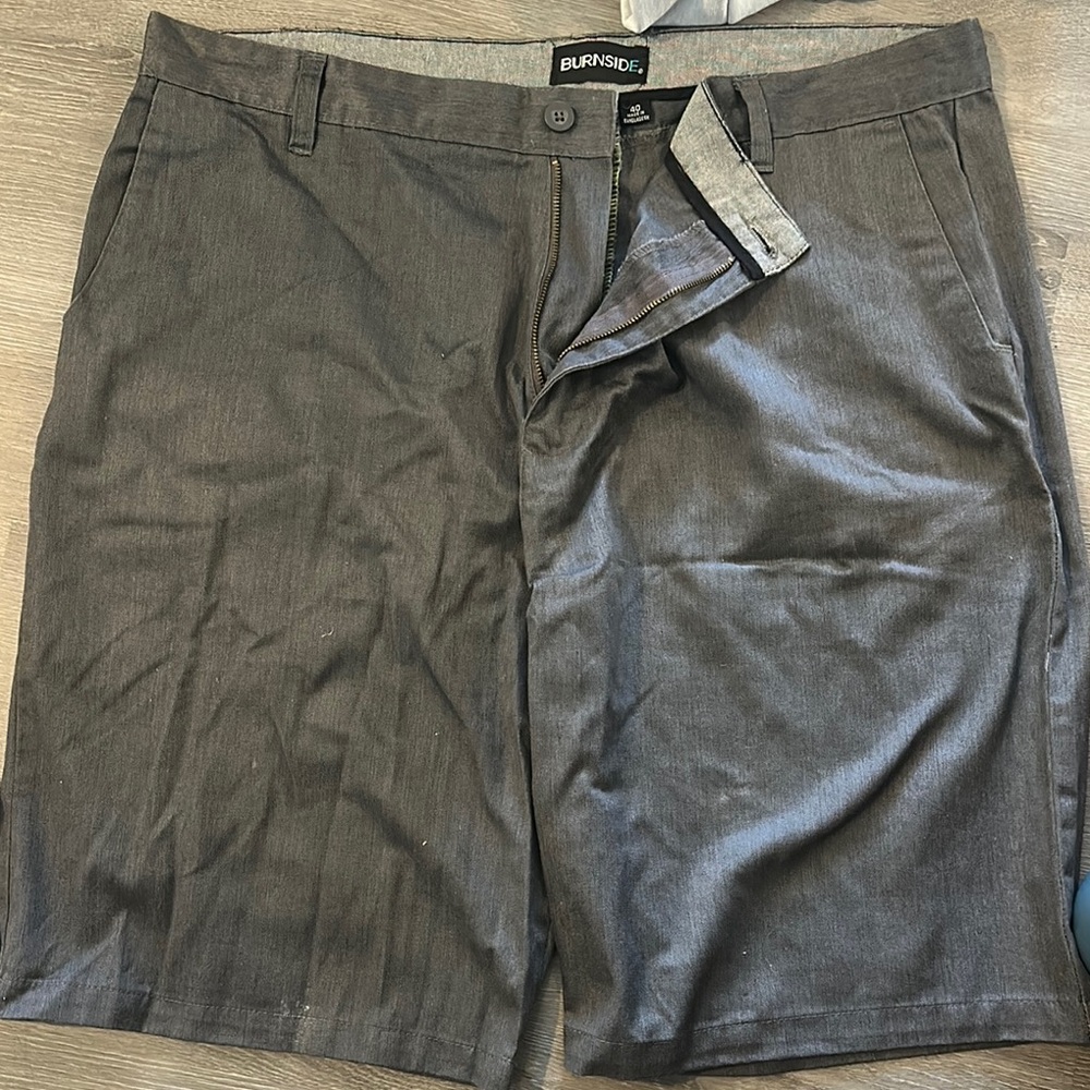 Burnside Gray Flat Front Shorts Casual Style